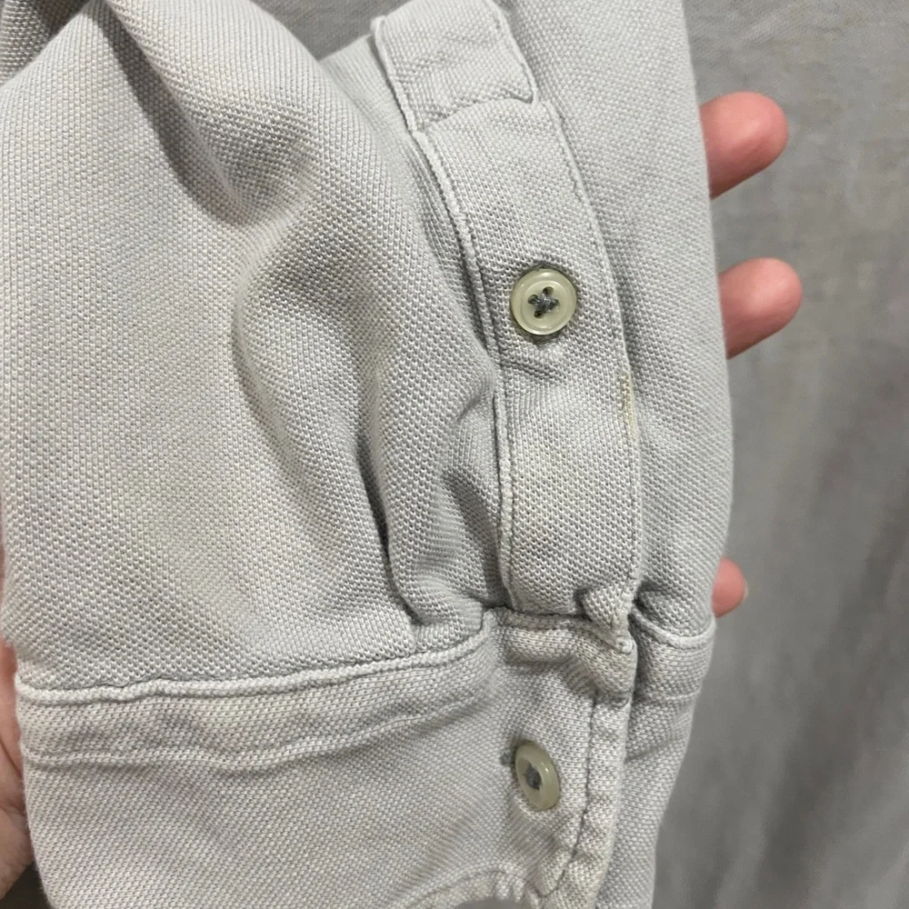 Polo Ralph Lauren Mens Polo Shirt‎ XXL Featherweight Mesh Light Grey Long Sleeve